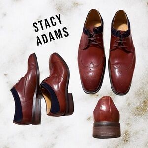 Stacy Adams Men's Burgundy and Navy Leather Oxfords
